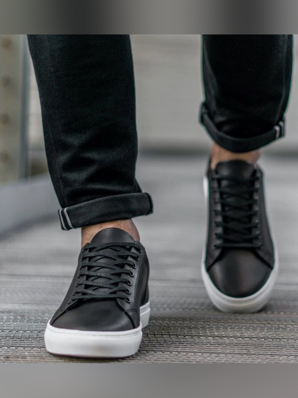 Thursday Boot Company Men Black Leather Sneakers with White Sole
